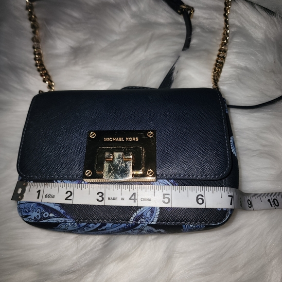 AUTHENTIC MICHAEL KORS crossover purse saffiano leather blue tone - Picture 11 of 16